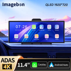 Imagebon H70 Pro 11.4" 4K QLED ADAS Dash Cam Wireless CarPlay & Android Auto WiFi AUX GPS Navigation Loop Recording Car DVR