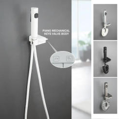 Bathroom toilet bidet faucet double outlet angle valve shower head ABS dual-function toilet sprayer flushing sanitary shower