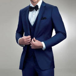 2 Pieces Slim Fit Navy Men Suit Business Blazer Pants One Button Solid Color Wedding Groom Formal Party Causal Tailored