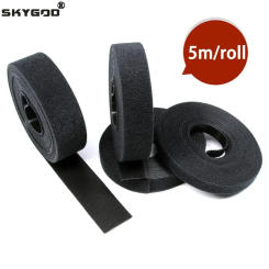 Black Cable Ties Reusable Loop Bundle Self Adhesive Nylon Strap Organizer Clip Wire Holder Management Fastening Tape DIY