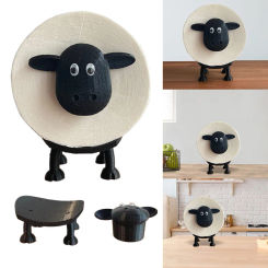Paper Towel Storage Rack Resin Cute Sheep Tissue Storage Rack Stackable for Home Bathroom Vanity Night Stands