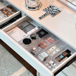 Household Desk Drawer Organizers Set Plastic Bathroom Storage Makeup Organizer Clear Transparent Storage Box Bins Kitchen Gadget