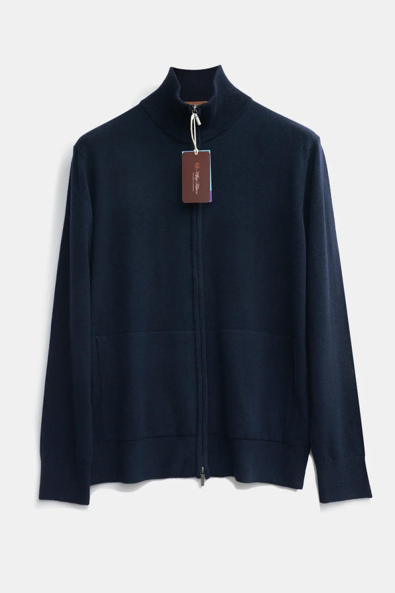 Description Picture 4 of itemChinese Brand Free Shipping Fall Winter Wool Blend Men's Bomber Vintage Knitted Zip-Up Cardigan Jacket