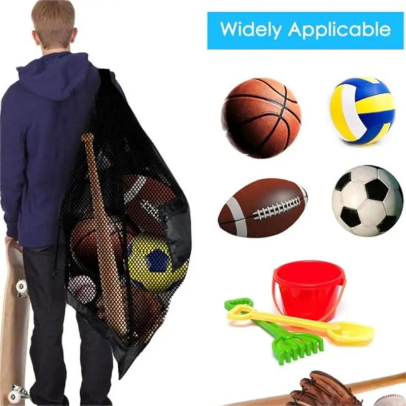 Description Picture 5 of itemLarge mesh sports bag with shoulder straps, drawstring bag for storing basketball, volleyball, baseball, and swimming equipment