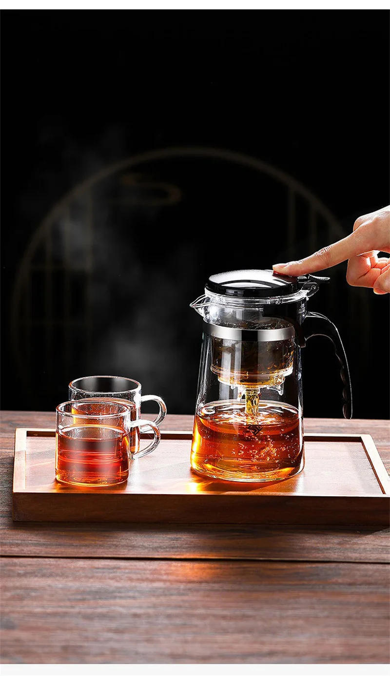 Description Picture 4 of itemHeat Resistant Glass Teapot One-click filtering Tea Pot Tea Water Separation Filter Tea Maker Coffee Pot Home Teaware Set