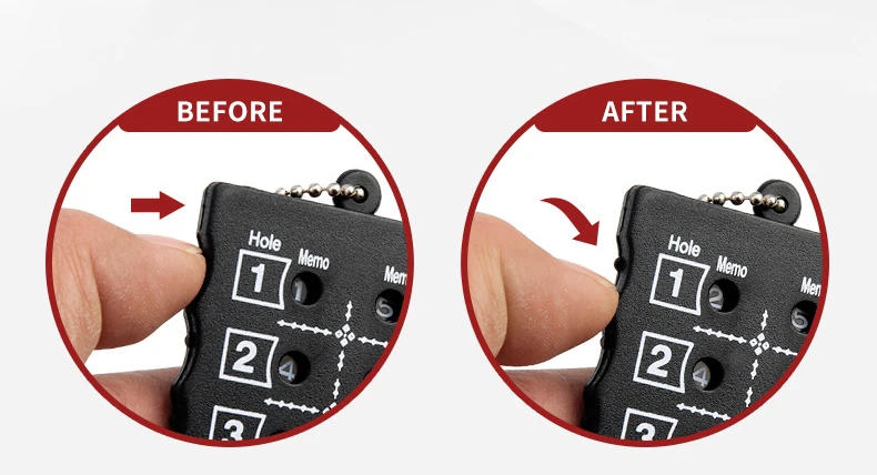 Description Picture 4 of itemPGM 1pcs Golf Scorer Square 18 Hole Golf Supplies Accessories Black Red Random Color 15.5x6cm JFQ002