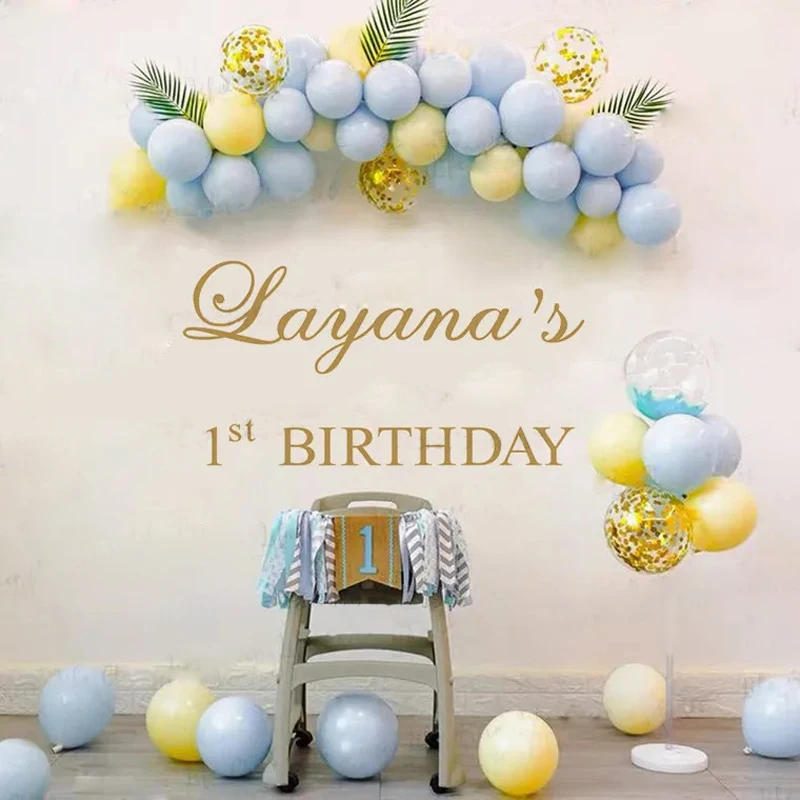 Description Picture 5 of itemBirthday Party Vinyl Wall Decals Custom Names And Texts Wall Plexiglass Board Sticker Parties Wedding Ceremony Decoration Arts