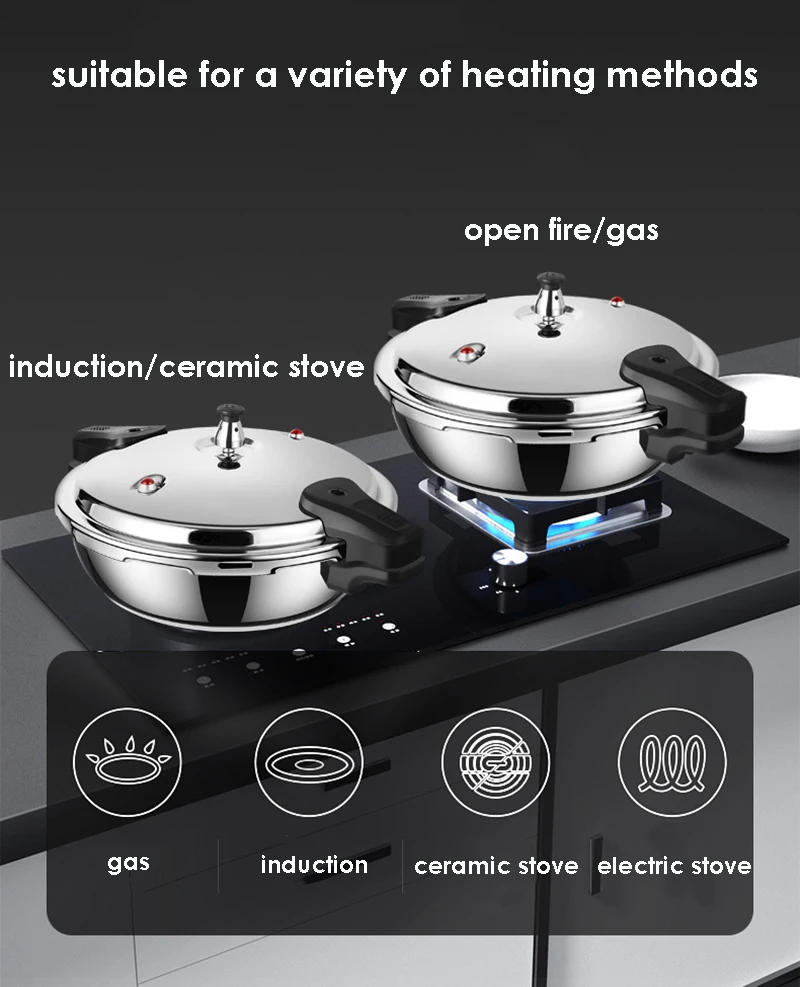 Description Picture 5 of itemStainless Steel Pressure Cooker Mini 1.8L Pressure Pot Outdoor Quick Cooking Pot For Induction Ceramic Stove Gas Heating