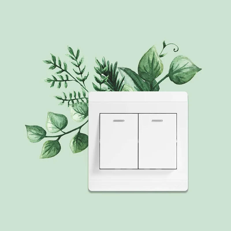 Description Picture 6 of itemFlower Switch Stickers Green Leaves Plants Wall Sticker Tropical Switch Wallpaper Self-Adhesive Wall Decals Home Decor DIY
