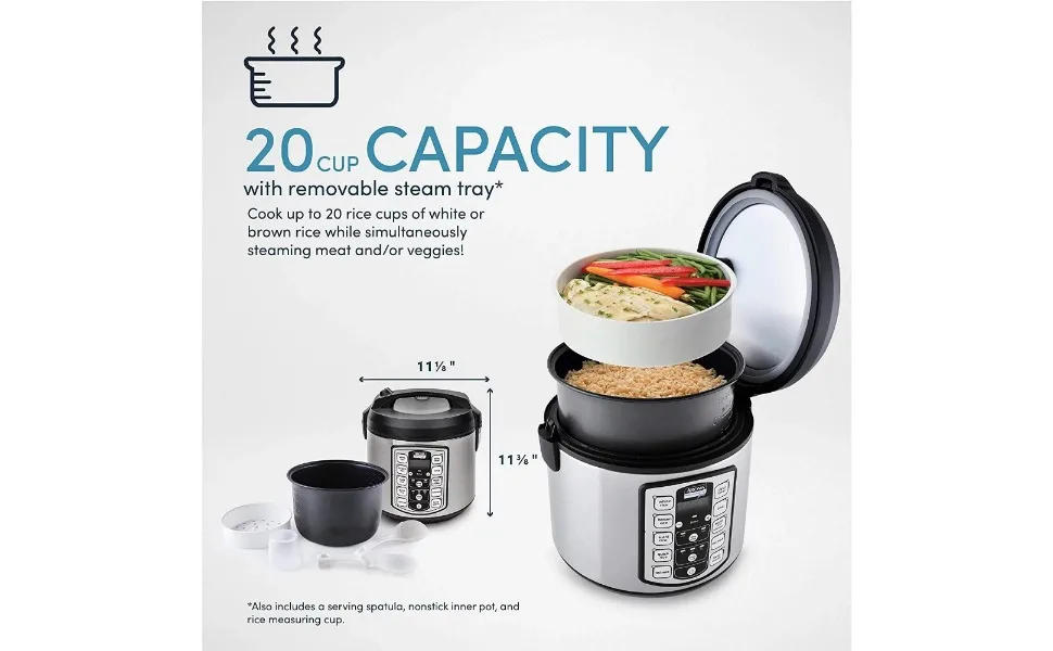 Description Picture 5 of item20-Cup (Cooked) / 5Qt. Digital Rice & Grain Multicooker, Food Steamer, Slow, Grain Cooker, Stainless Exterior/Nonstick Pot