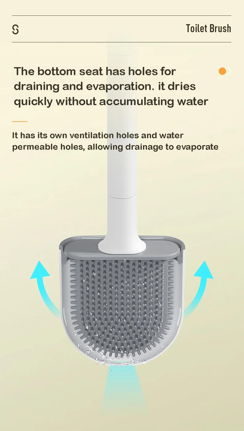 Description Picture 6 of itemHanging Silicone Toilet Brush Cleaner with Long Handle Flexible Cleaner Bathroom Brush Quick Drying Holder Bathroom Accessories