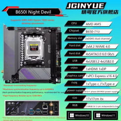 AM5 B650 itx Motherboard supports AMD Ryzen 7/8 CPU processors LGA1700 DDR5 dual channel Memory RAM JGINYUE B650i Night Devil