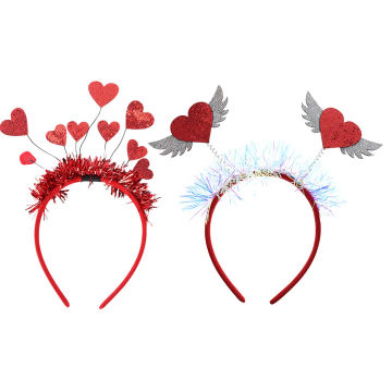 Red Heart Head Boppers Headbands Valentine' Day Headband Party Headbands Wedding Head Boppers Women Headdress