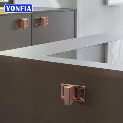 YONFIA 4242 Zinc Alloy Rose Gold Kitchen Cabinet Handle Pull Knob Silver Furniture Drawer Pull Handle Knob For Wardrobe Door