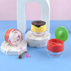 5/10/20/30/50pcs 6g Clamshell Cute Lip Mask Lipstick Bottle Gloss Jar Moistening Box with Spoon Mouth Red Plastic Makeup Empty