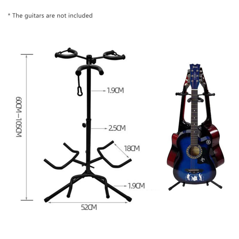 Description Picture 6 of itemAdjustable Multi Guitar Stand 3 Holders String Instrument Floor Tripod Bracket for Acoustic Electric Guitar Bass