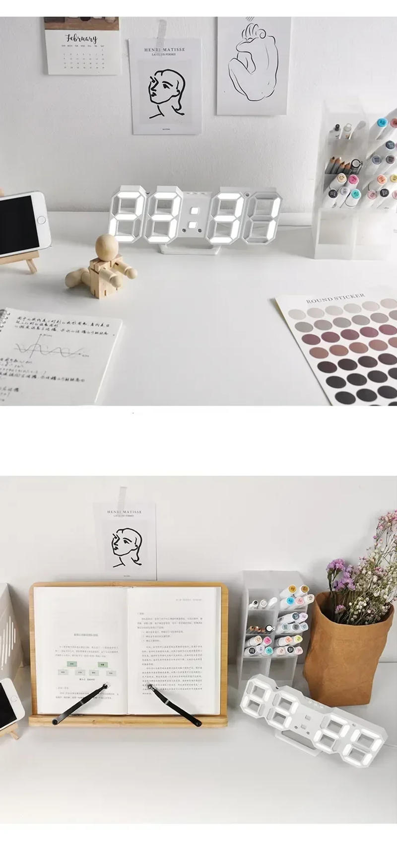 Description Picture 5 of itemInterior Table Clock Watches Wall Table Decoration & Accessories Digital Desk Clock Decor Living Room Bedroom Led Alarm Home