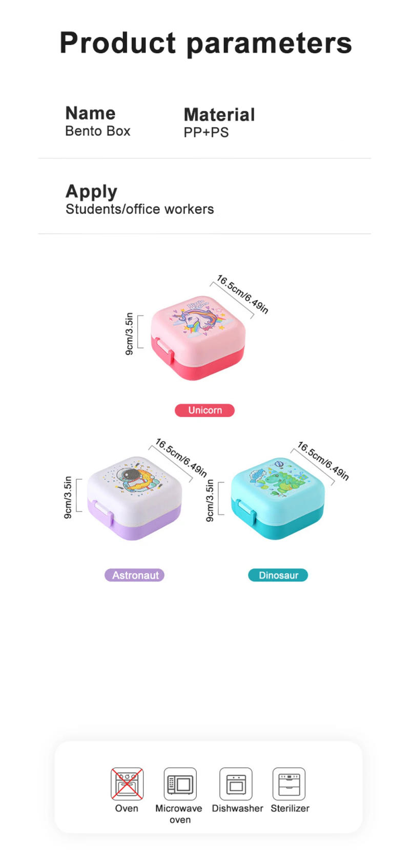 Description Picture 6 of itemUnicorn Kids Lunch Box For Girls 2 layers Leakproof Children Bento Box Sandwich Fruit Food Storage Containers For School Picnic