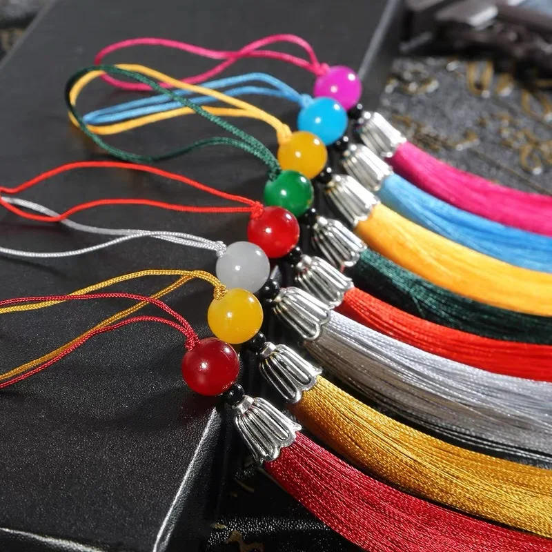 Description Picture 6 of item10Pcs Tassels Silky Handmade Soft Tassels Jade Bead Tassels DIY Craft Jewelry Car Key Chain Decor Pendants Smooth Fringe Trim