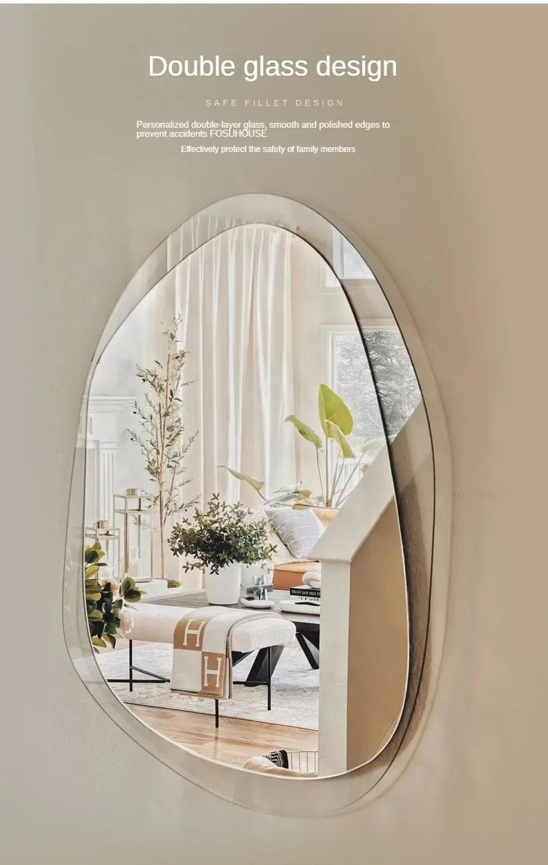 Description Picture 6 of itemCreative Decorative Mirrors for Bathroom Modern Irregular Touch Screen Bath Mirrors Multifunctional Smart Mirror for Powder Room