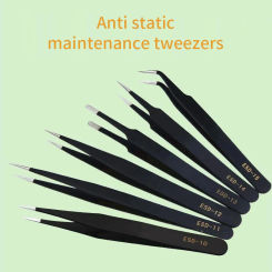 Stainless Steel Tweezers Anti Static Fine Pointed Elbow Precision Tweezers Soldering Tools Industrial Tweezers DIY Tool