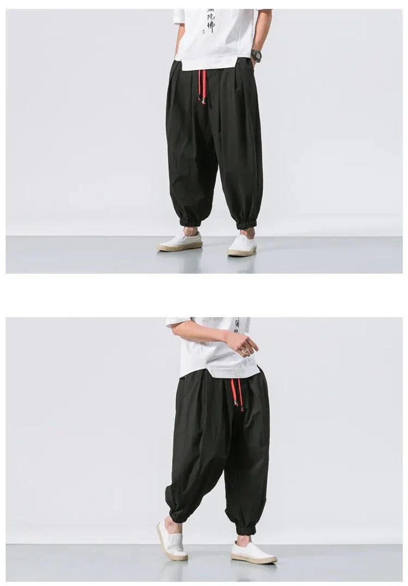 Description Picture 4 of itemMen Loose Harem Pants Chinese Linen Overweight Sweatpants High Quality Casual Brand Oversize Trousers Male