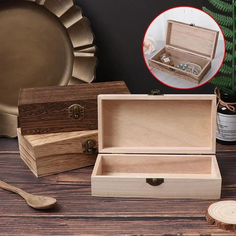 Description Picture 3 of itemRetro Locking Wood Storage Box Decorative Case For Home Or Office Wooden Box With Hinged Lid Keepsake Holder With Lock