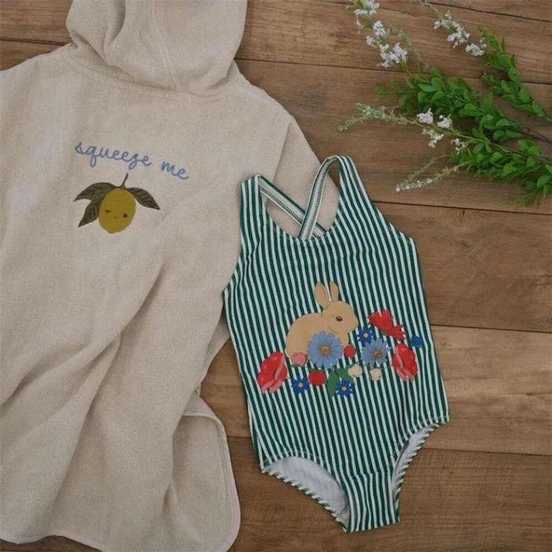 Description Picture 3 of itemBaby Girls Swimwears Summer Sleeveless Swimsuit Kids One-piece Pajama Set Toddler Girls Sunscreen Green Bodysuits Bikini Suits