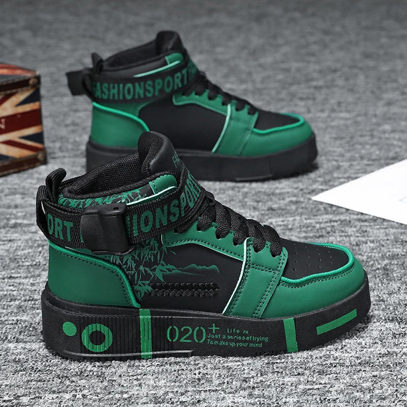 Description Picture 3 of itemChildrens Skate Shoes Thick Soled High Top Breathable Comfortable Casual Shoes Flat Outdoor Walking Fashion Sneakers for Kids