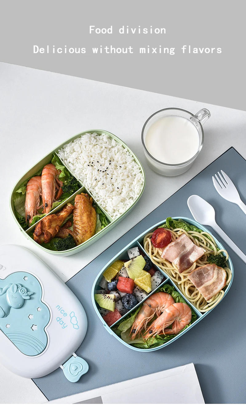 Description Picture 4 of itemUnicorn Lunch Box With Compartments Leakproof Portable Food Storage Container For Kids Girls School Tuppers Food Toppers