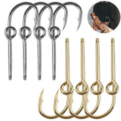 20Pcs Fish Hook Hat Clip Hats Pins for Men Gold/Black Bent Circle Fishing Hooks hat pins for craft Cap Hat Tie Clasp Money Clip