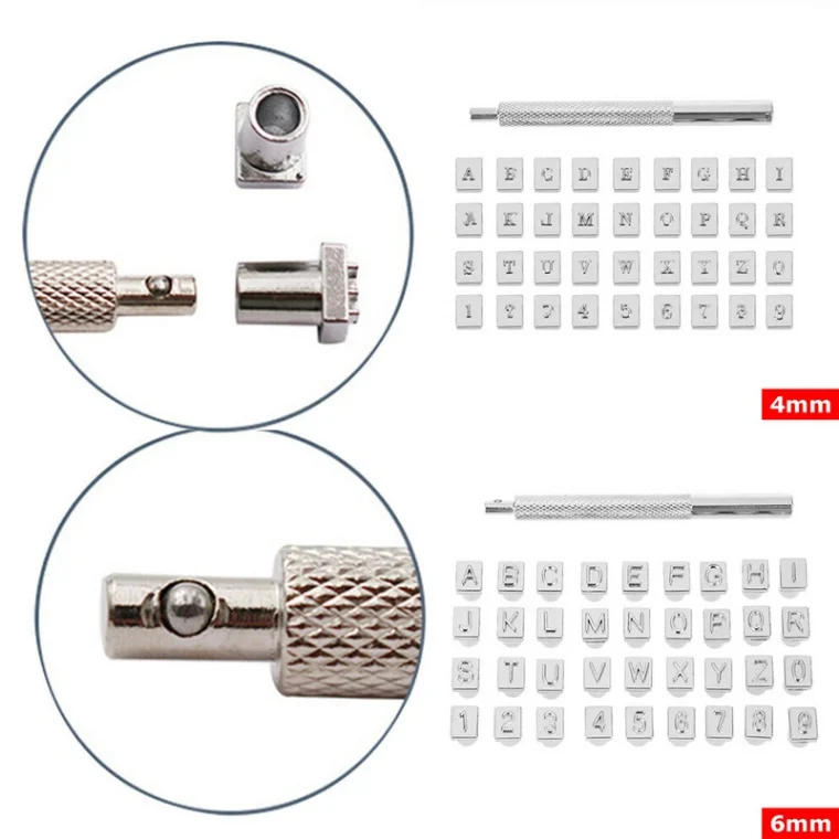 Description Picture 5 of item36pcs Alphabet Leather Stamp Tool Kit Letter Number Punch Logo DIY Craft 4MM/6MM