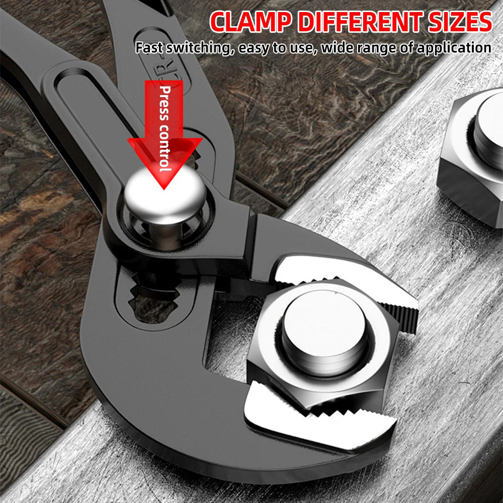 Description Picture 5 of item7"/8"/10"/12" Heavy Duty Quick Pipe Wrenches Large Opening Universal Adjustable Water Pipe Clamp Pliers Hand Tools for Plumber