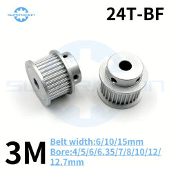 HTD 3M 24 Teeth Timing Pulley Bore 4/5/6/6.35/7/8/10/12/12.7mm For Belt Width 6-15mm Aluminum Alloy Transmission Gear Pulley