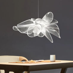Italian Designer Creative Petal Restaurant LED Chandelier Bar Coffee Shop Bedroom Living Room Acrylic Pendant Lamp Decor Light