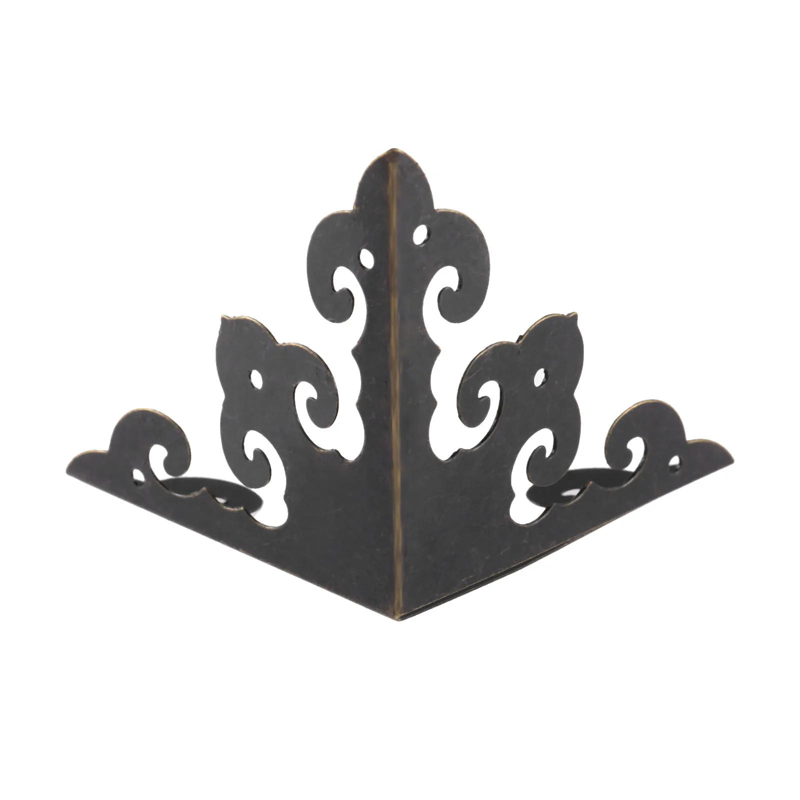 Description Picture 6 of item8 Pcs Antique Bronze Wood Box Feet Leg Corner Protector Guard Metal Crafts Decorative Bracket Furniture Fittings with Screws
