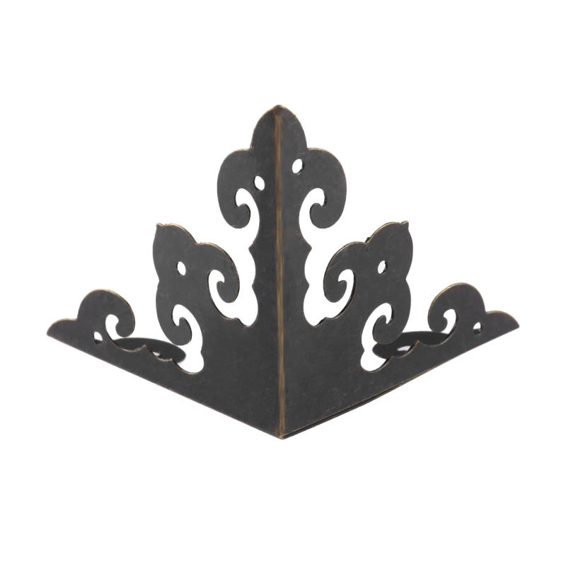 Description Picture 6 of item8 Pcs Antique Bronze Wood Box Feet Leg Corner Protector Guard Metal Crafts Decorative Bracket Furniture Fittings with Screws
