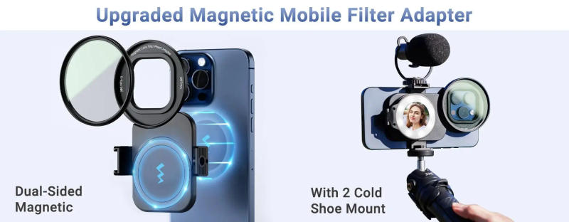 Description Picture 2 of itemJJC Magnetic Snapgrip Phone Hand Grip Magsafe Handheld Bluetooth Remote Control Handle Phone Tripod Mount for Vlog iPhone 16 15