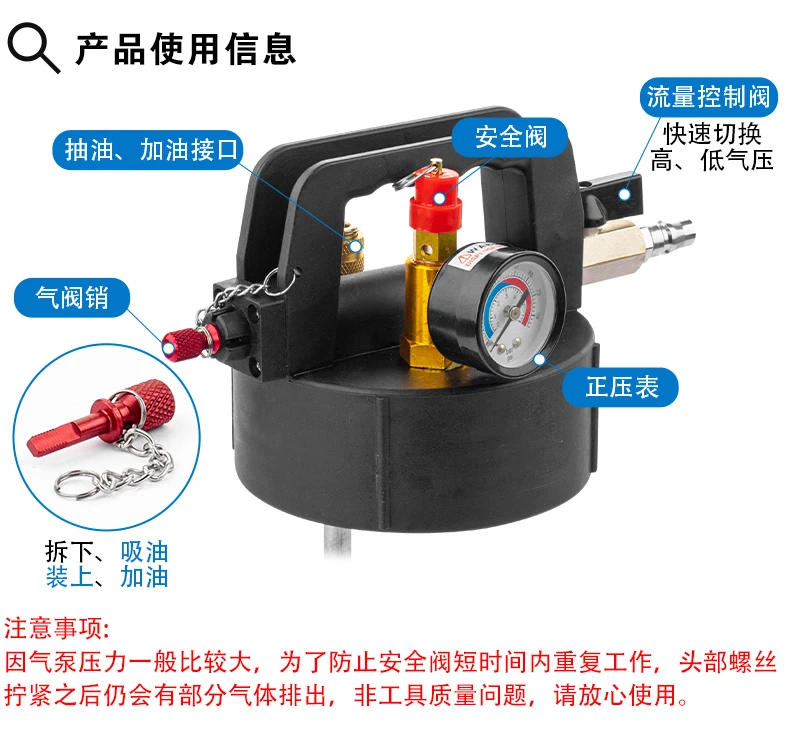 Description Picture 6 of itemNew automatic transmission, gearbox oil filling tool, pneumatic motor  oil, sucker can, brake fluid changer