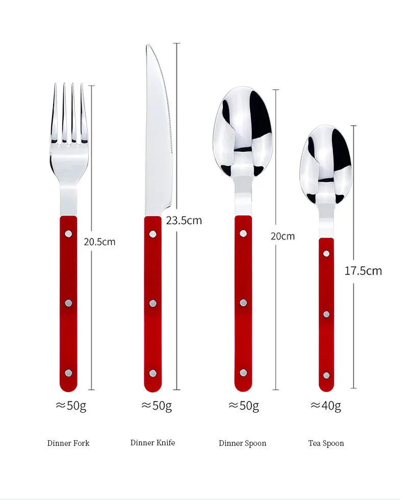 Description Picture 6 of item4pcs/Set Tableware 304 Stainless Steel Multiple Colors Table Spoon Knife Fork Tea Spoons Kitchen Food Dinner Modernly Decoration