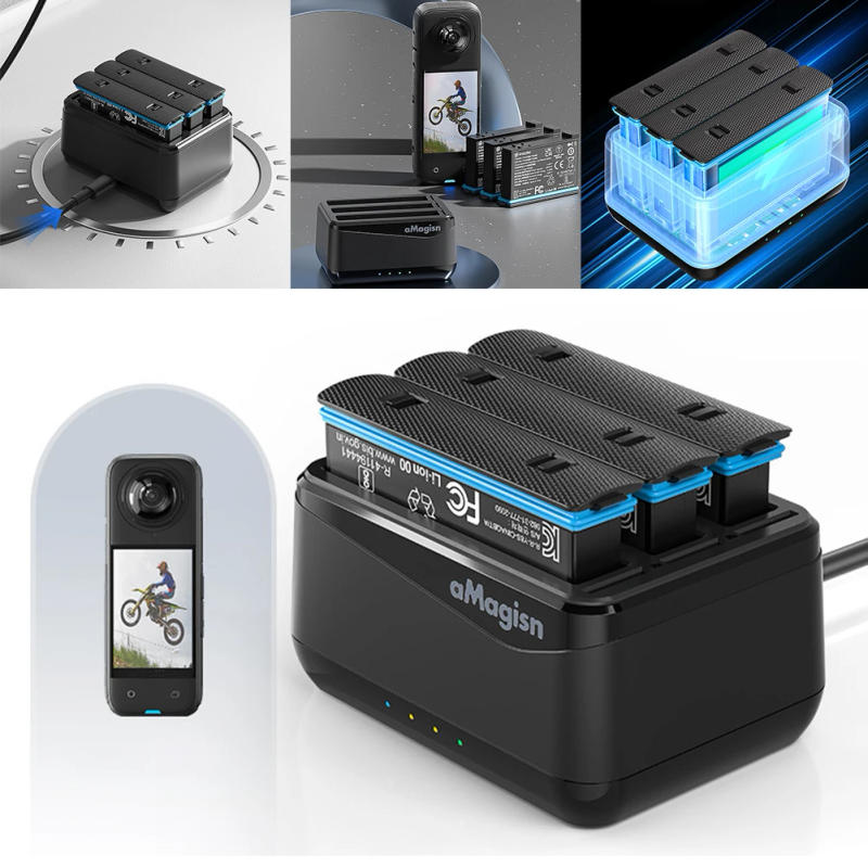 Description Picture 5 of item3-slots Fast Charge Hub with Misro SD Card Slots Battery Charge Storage Station Compatiable for Insta360 X4 Camera