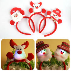 Christmas LED Light Hairband Snowman Headband Ornaments For Party Christmas Decorations New Year Navidad Gift Hair Accessories