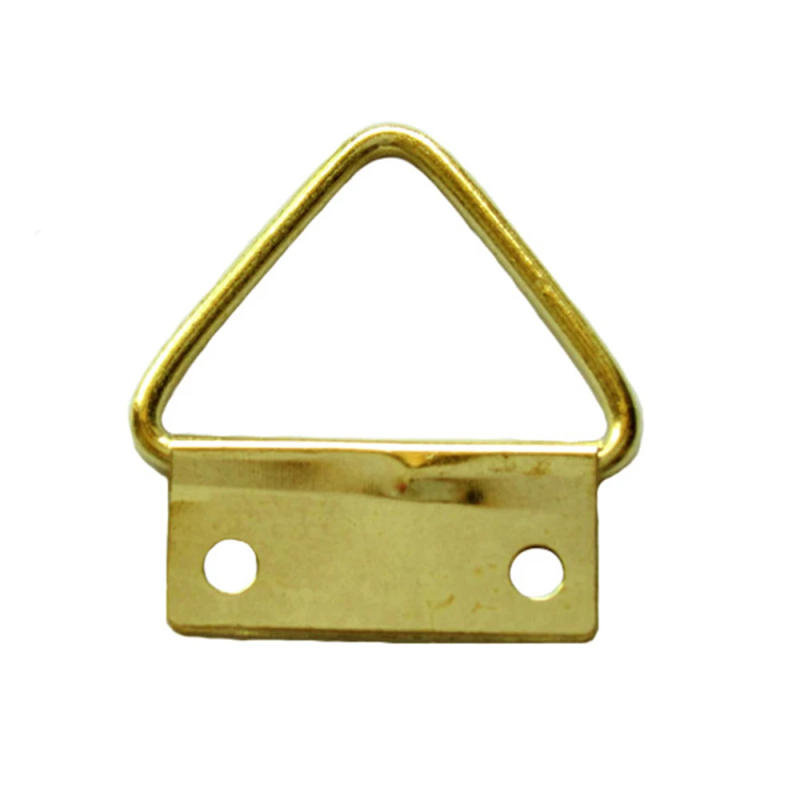 Description Picture 3 of item1/2PCS Golden Triangle Double Hole Hanging Picture Frame Hardware Hook Home Decor Wall Mount Hanger Hook Ring Iron 3.2 X 2.85cm