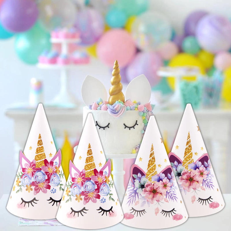 Description Picture 3 of item6Pcs Carton Paper Unicorn Hats Kids Birthday Hat For Baby Shower Kids Unicorn Happy Party Decorations DIY Party Gifts Supplies