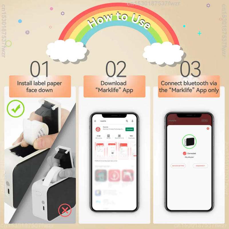 Description Picture 5 of itemP15 Label Printer Mini Portable Thermal printer Label Maker similar to D11 D110 D101 Labeling Machine or 3PK Adhesive Sticker