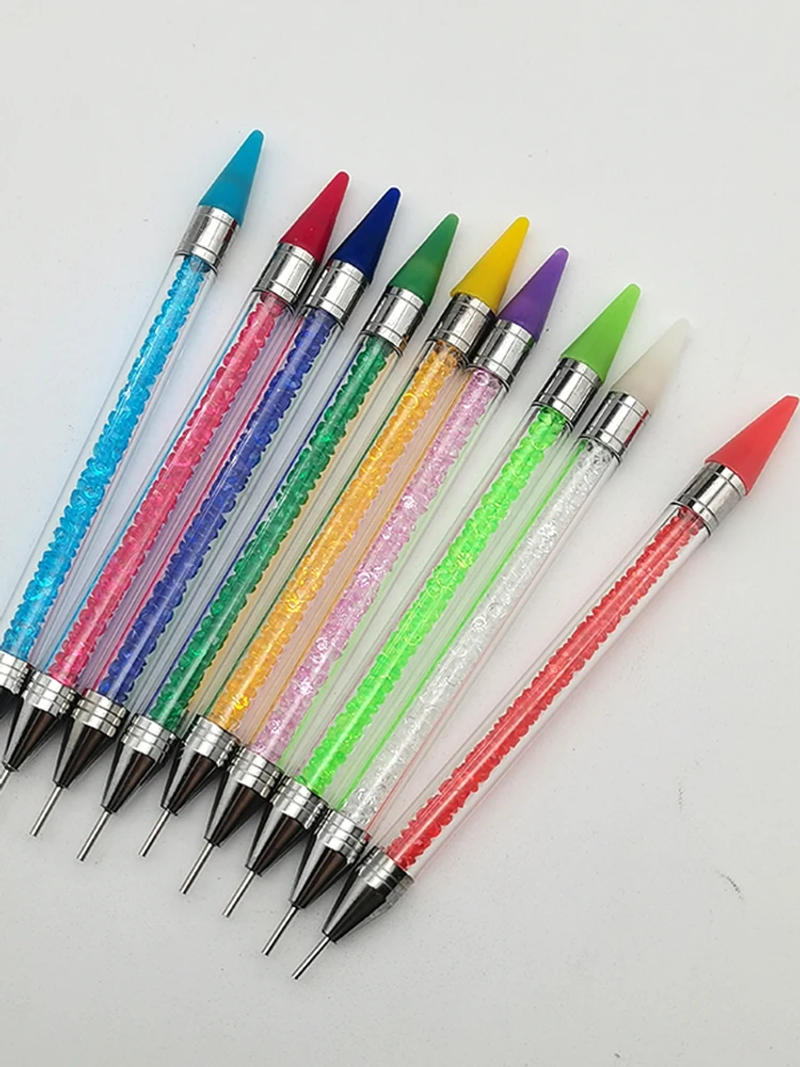Description Picture 2 of item1pcs Crystal Double Head Point Drill Pen Gem Rhinestone Picker Wax Pencil 2 Ways Use Sticking Picking Dotting Jewelry Tools