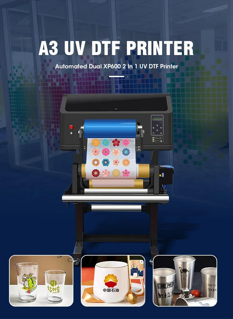 Description Picture 2 of itemEraSmart Inkjet 35Cm A3 Roll Gold Silver Ab Film Uv Printing Machine Dtf Bottle Cup Wrap Sticker Printer With Laminator