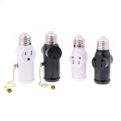 1PC White Black US Power Plug To E26 To US Bulb Adapter Lamp Holder Base Socket Light Pull Chain Switch America Conversion