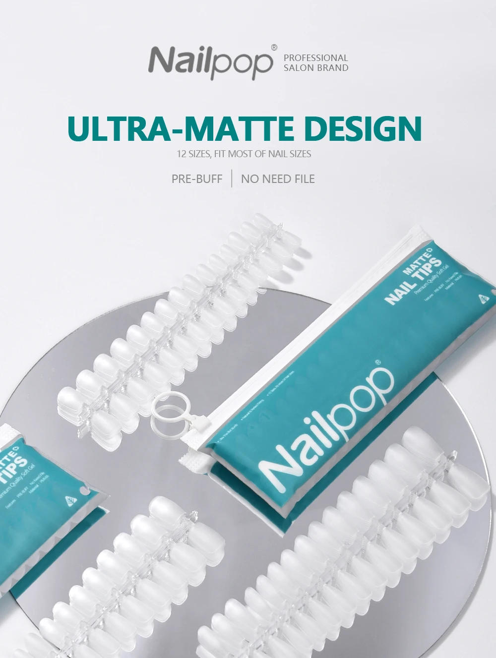 Description Picture 2 of itemNailpop Pre-buff Fake Nails Ultra Matte Short False Nails with Design Perfect for Nail Artists and Beginners Capsule Americaine