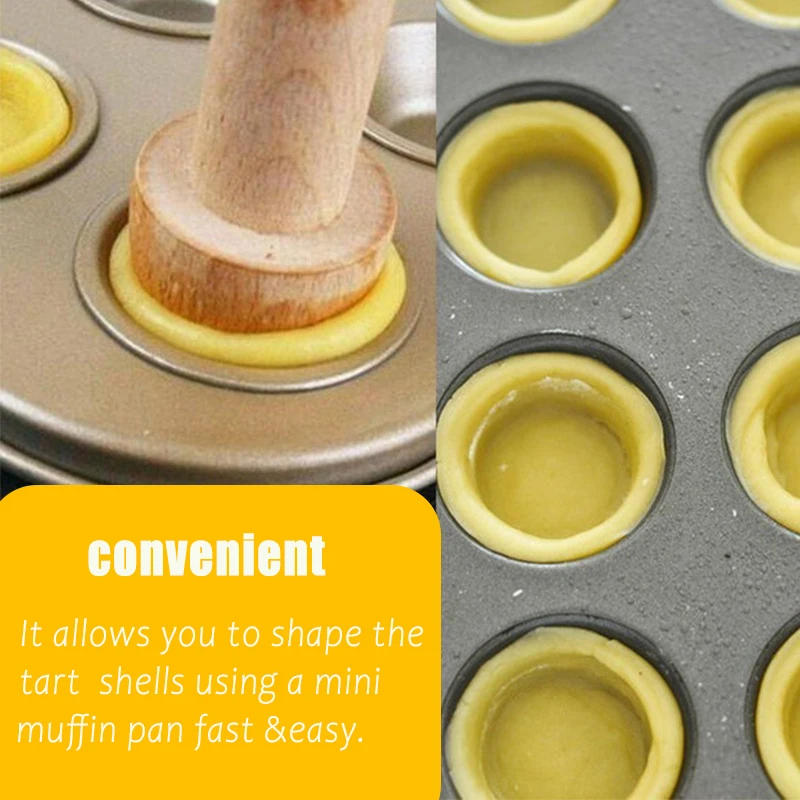 Description Picture 2 of itemPortable Wooden Egg Tart  Double Sides Pastry Egg Tart  Pusher Eggtart Mold Baking Accessories Kitchen Gadgets Cooking Tool